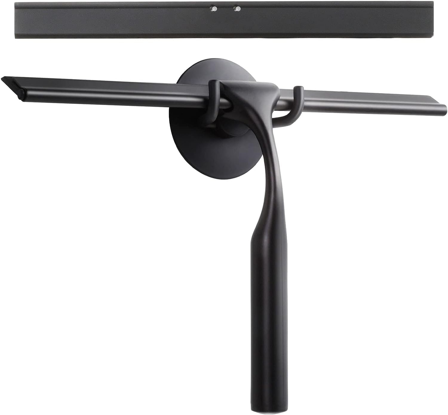 GlobaLink Shower Squeegee, 10’’ Stainless Steel Shower Scrapers with Hanging Suction Hook All-Purpose Bathroom Window Wiper With Replacement Silicone Blade for Shower Door, Mirror - Black