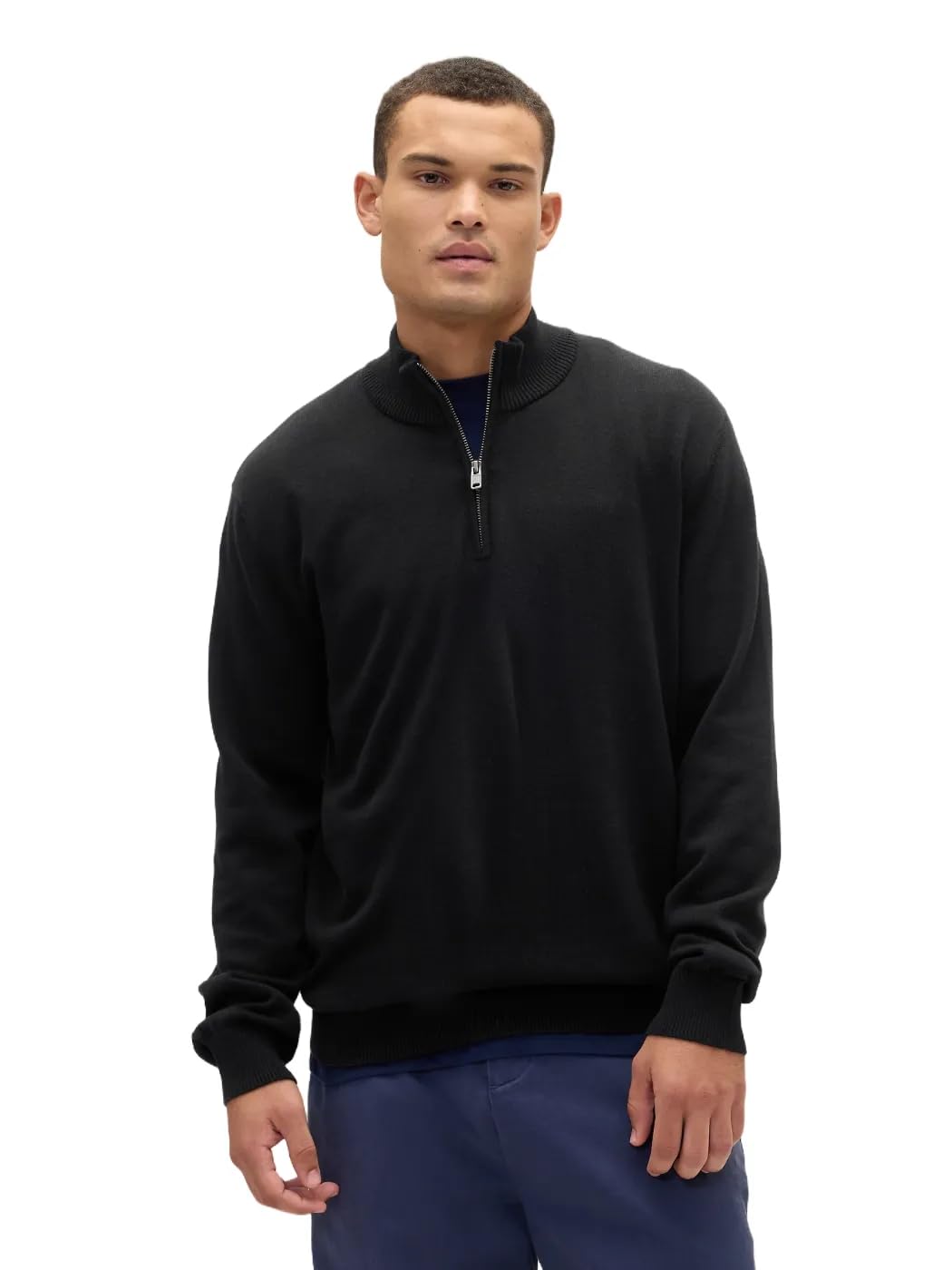 GAP Mens Half Zip Mockneck Sweater True Black V2 XL