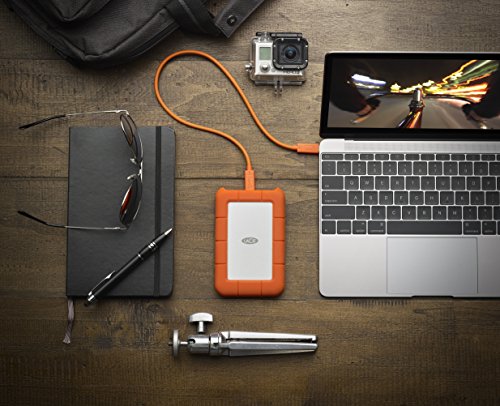 LaCie Rugged USB-C, 4TB, Portable External Hard Drive, Drop, Shock, Dust, Rain Resistant, for Mac & PC (STFR4000800)