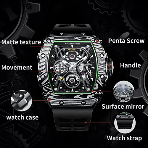 Automatic Mechanical Watch Skeleton Stainless 50M Waterproof Anti Shock