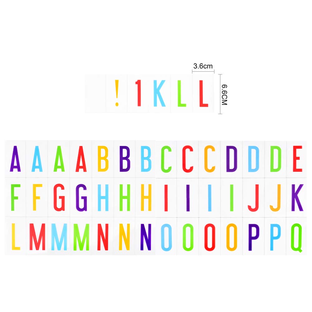 Wuddi Removable Colorful Cute Light Box Cards 98 Numbers, Symbols, Punctuation Tiles with 2 Blank Tiles for A4 Size LED Marquee Cinema Letter Sign Alphabet Box