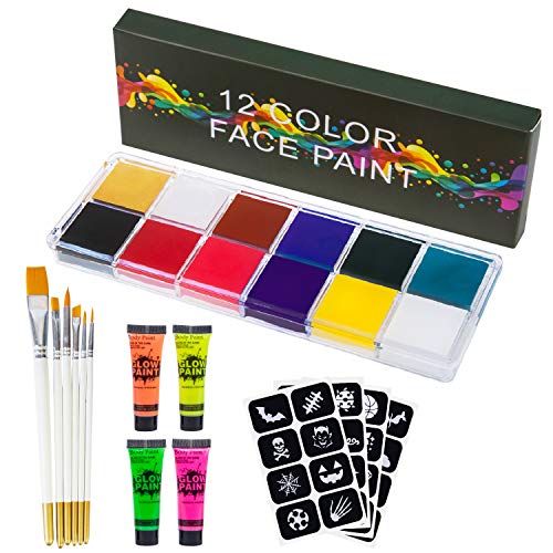 Face Paint Kit 12 Colors Face and Body Paint Oil for Halloween Makeup