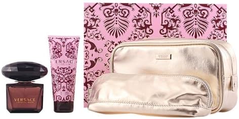 VERSACE CRYSTAL NOIR Women Gift Set Eau de Toilette 3oz Spray + 3.4oz Lotion + COSMETIC POUC