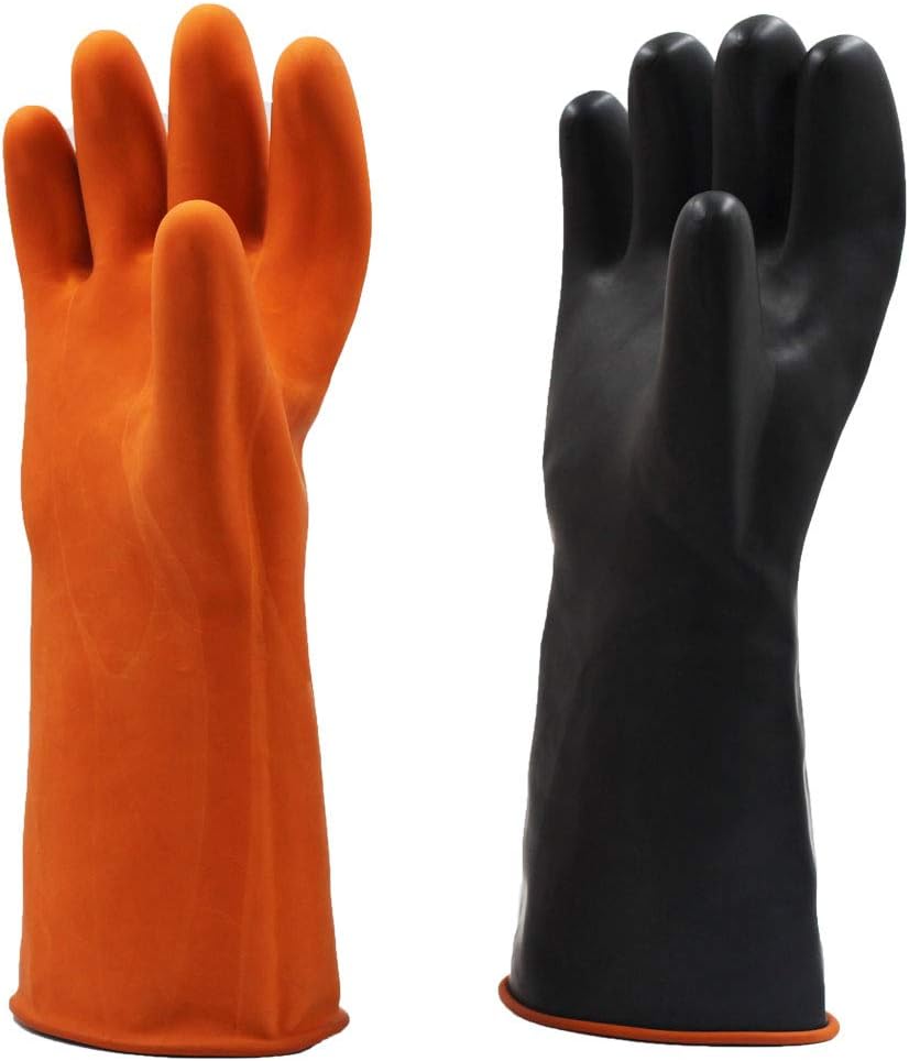 Jewboer 2 Pairs 22" Heavy Duty Rubber Gloves,Chemical Muriatic Acid Resistant Latex Gloves,Waterproof Dishwashing Household Cleaning Protective Safety Work Industrial Gloves,Black: Clothing