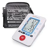 LotFancy Automatic Blood Pressure Machine - Digital BP Monitor with Upper Arm Cuff, Irregular Heartbeat Detector,Accurate Portable Device for Home Use, 4 User Mode, FDA Approved (M Cuff 8.5-14 Inches)