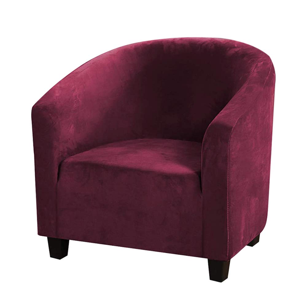 ele ELEOPTION Soft Velvet Tub Chair Covers - Stretch Club Chair Cover Bucket Chair Covers Armchair Slipcovers for Bar Counter Living Room Dining Room Reception (Wine Red)