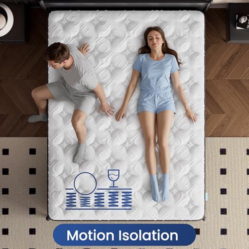 BedStory 14 Inch Queen Mattress - Medium Firm Hybrid Queen Size Bed Mattress in a Box, Matelas Queen for Extra Support & Pressure Relief, CertiPUR-US Certified, 365-Night Trial