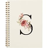 OXW Cute Personalized Custom Initial S Notebook, Cute Notebook Journal Customized Gifts for College Girls, Monogrammed Gifts for Women Teen Girls Friends, Cute Girly Gifts for Her Teenage Girls(5.5'' X 8.3'')