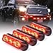 Xprite Red 4 LED 4 Watt Emergency Vehicle Waterproof Surface Mount Deck Dash Grille Strobe Light Warning Police Light Head with Clear Lens - 4 Pack