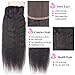 Odir Kinky Straight Bundles with 4x4 Closure Brazilian Human Hair 10 12 14+10 Inch Yaki Straight Virgin Hair 3 Bundles with Lace Closure Natural Color
