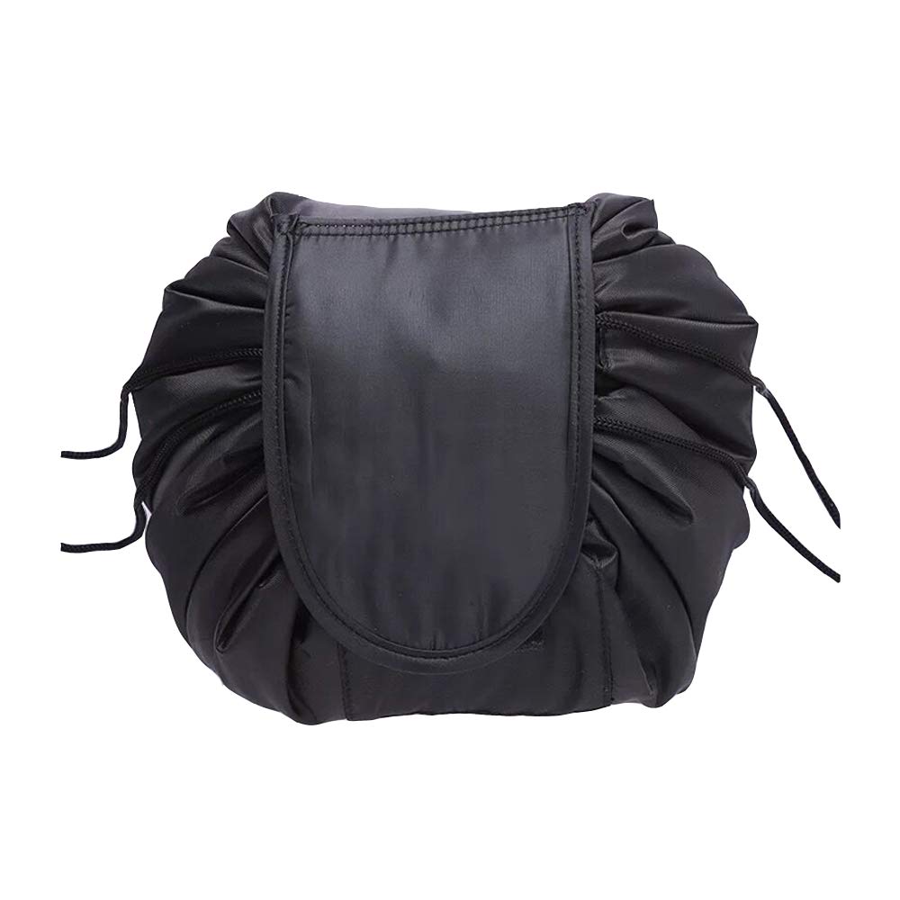 Lazy Drawstring Make-Up Bag Portable Travel Make Up Bag Storage Bag Various Styles (Black)