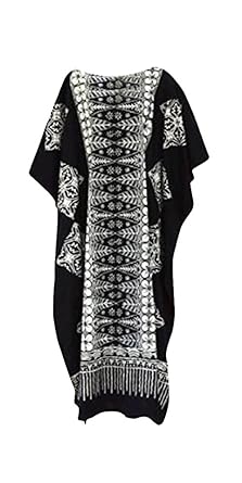 Cool Kaftans New Malaya Cotton Kaftan Dress Black Plus Ladies Beach Womens Fine Batik