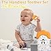 Liname️ Deluxe Teething Set Includes Teething Mitten for Babies & Teething Toy - Safe (BPA Free), Washable Teething Mitt - Provides Soothing Relief & Solves Your Babies Teething Problems