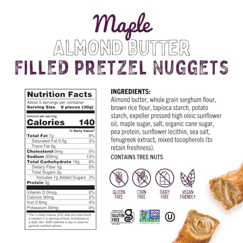 Quinn Maple Almond Butter Filled Pretzel Nuggets, Gluten Free, Corn