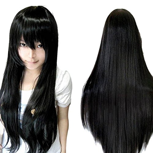 Wig,Baomabao 80CM Long Straight Cosplay Wig Multicolor Heat Resistant Full Wigs (Black)