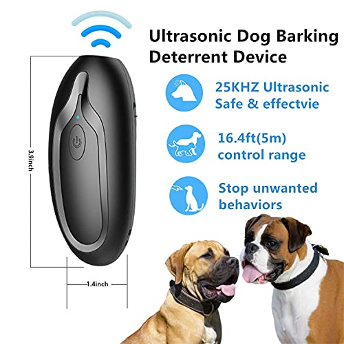 Ultrasonic Dog Barking Deterrent Devices, Handheld Bark Control Device, 2-in-1 Rechargeable Anti Barking Device Sonic Trainer for Dog Training&Controlling Barking Dog Silencer Control Range 16.4Ft
