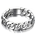 COOLSTEELANDBEYOND Mens Stainless Steel Curb Chain Bracelet High Polished Silver Color
