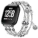 CreateGreat for Fitbit Versa Bands, Stainless Steel Metal Replacement Wristbands Bling Adjustable Fitbit Versa Accessories Pearl Bracelet Strap