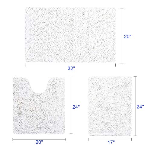 HOMEIDEAS 3 Pieces Bathroom Rugs Set Ultra Soft Non Slip and Absorbent