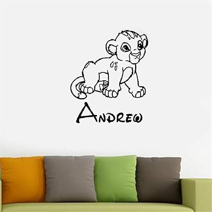 Sticker Mural Cool Roi Lion Simba Bebe Autocollant Personnalise Nom Enfants Garcons Chambre Chambre Decoration Amazon Fr Bricolage