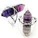 JOVIVI Jewelry Gemstone Hexagon Beads Healing Point Chakra Good luck Finger Ring --Adjustable Size (Fluorite Stone)