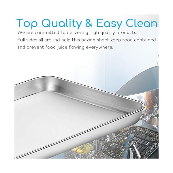 Cookie Sheet Baking Sheet, Bastwe Stainless Steel Bakeware Oven Tray, 16 inch Commercial Grade Professional Bakeware… - Image 5