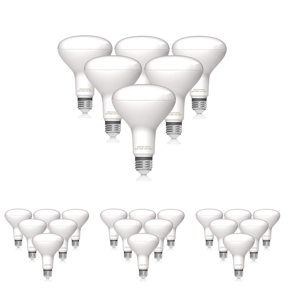 helloify BR30 LED Flood Light Bulb, 9W, 65W Equivalent, 2700K Soft White Light, Energy Saving Lamp for Office/Home, Non-dimmable, E26 Screw Base, 6PCS (Pack of 4) Image