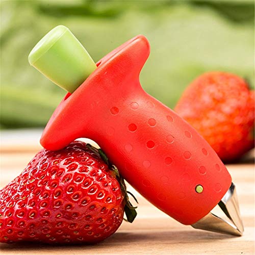 Cutter Fruit - Red With Green Coring Vegetable Fruit Stem Gem Strawberry Corer Remover And Tomato Huller - Stem Blender Shape Corer Knife Tools Food Peeler Pineapple Avocado Watermelon Garlic - Thumbnail 6