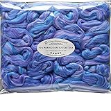 Silk Merino Fiber for Spinning. Super Soft Combed Top Wool Roving for Hand Spinning, Wet Felting, Nuno Felting, Needle Felting, Soap Making, Paper Making and Embellishments. Midnight in Paris