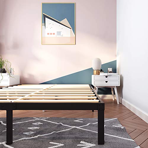 14 Inch Metal Platform Bed Frames / Wood Slat Support / No Box Spring