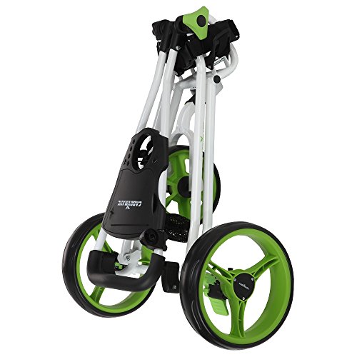 Caddymatic Golf Continental 3 Wheel Folding Golf Push/Pull Cart White/Green - Thumbnail 2
