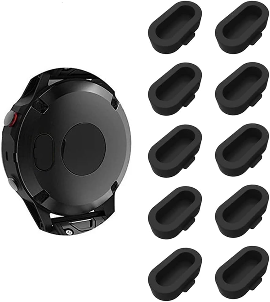 XIHAMA for Garmin Fenix 5 / 5S / 5X Dust Plug,Silicone Charger Port Protector Anti Dust Plugs Caps for Garmin Fenix 5/5S/5X/Forerunner 935 Smart Watch(10pcs) (black set)
