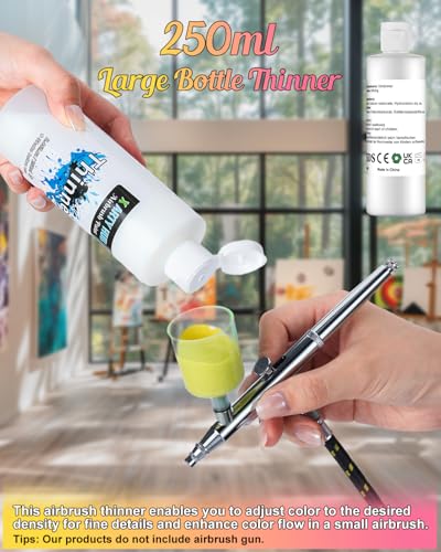 X Art Hub Airbrush Colours – 54 Colours with 250 ml Thinners, Acrylic Paints for Iridescent Modeling, Neon and Metallic Ready to Use, Water-Based Paint Set