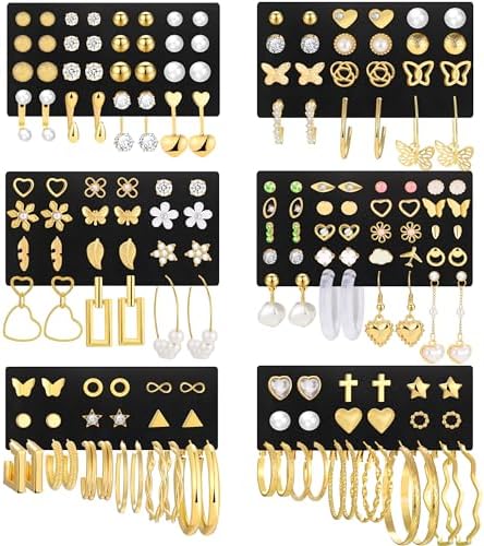 New 72 Pairs Earrings Set for Women Assorted Multiple Simple Stud Earrin… Buy 72 Pairs Earrings Set for Women Assorted Multiple Simple  main image 2