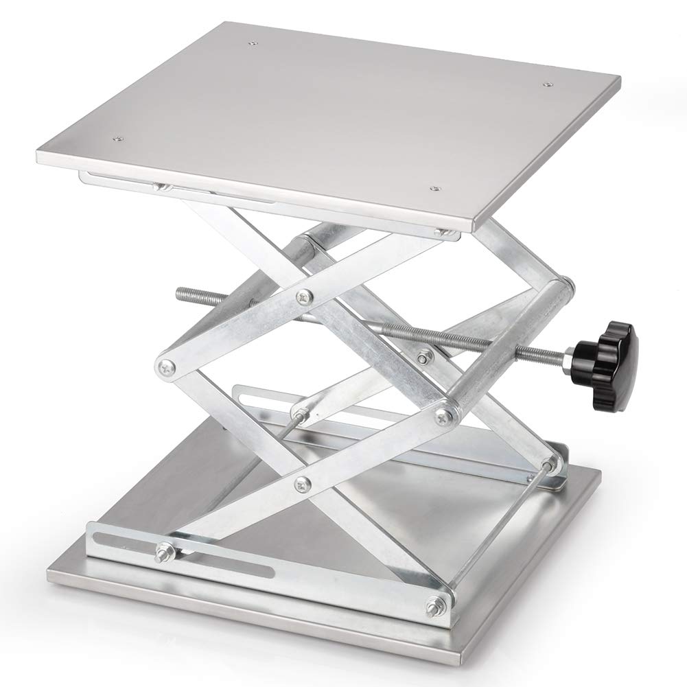 stonylab Lab Scissors Jack, 12 x 12 inch 300 x 300mm Stainless Steel Laboratory Support Jack Platform Lab Lift Stand Table, Expandable Lift Height Range from 100 mm to 460 mm, Support Weight 25 KG