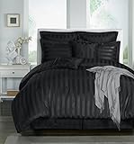 Chezmoi Collection 8-piece Striped Comforter Bedding Set (Queen, Black)