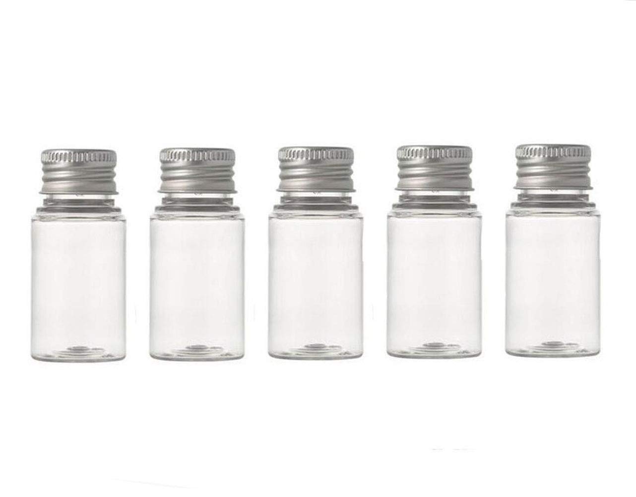 6Pcs Empty Refillable Clear Plastic Bottle with Aluminum Screw Cap Travel Small Containers Jars for Essential Oils Powders Creams size 30ml/1oz