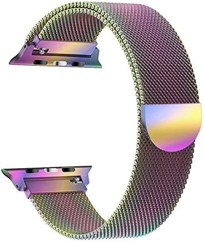 OULEDI Compatible Stainless Steel Band for Apple Watch Replacement Mesh Strap Bracelet for iWatch Series 1 Series 2 Series 3 Series 4 with Magnetic Closure Clasp 38mm 40mm Colorful