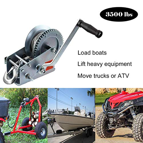 ALAVENTE Hand Winch Crank Cable 3500lbs, Heavy Duty Gear Winch for RV Trailer, Boat or ATV (Steel) - Image 5