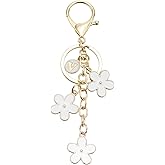 MECCANIXITY Initial Letter Keychain, Cute Flower Keychain Alphabet Keychain Charm for Women Girls