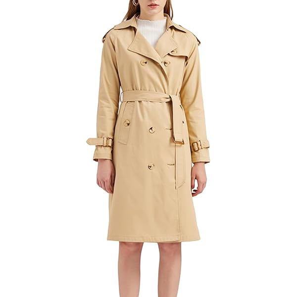 Amazon.com: HGps8w Women's Classic Double Breasted Trench