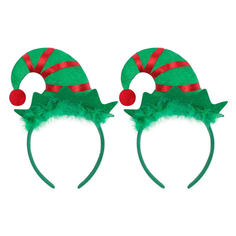2 Pcs Christmas Headband Santa Headwear 3D Santa Hat Christmas Head Hat Toppers Xmas Party Hat Headpiece Fancy Dress Cosplay Hairband Christmas Party Supplies and Party Favors Flexibility to Fit All