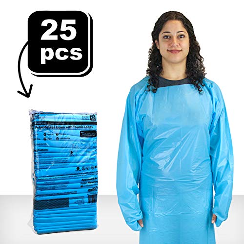 SAFE HANDLER Disposable Sleeve Gown | Open Back with Thumb Loops, 0.5 MIL, Blue, 25 Count - Thumbnail 7