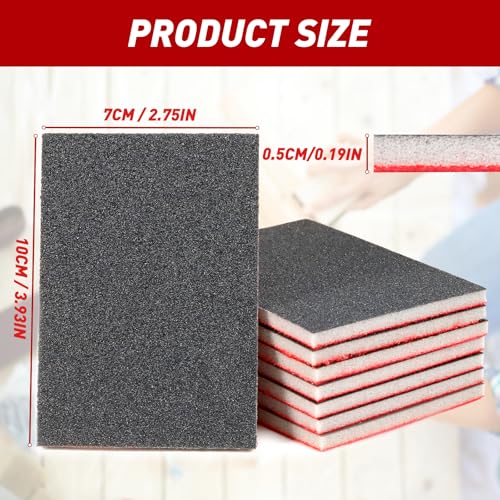 24 Pcs Sanding Sponge 80-3000 Grit Sandpaper Assortment, Washable & Reusable Sanding Blocks for Wood, Metal, Drywall, Glazing, Wet Dry Sandpaper for Smooth Finishing