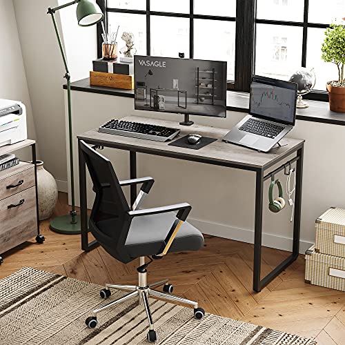 VASAGLE ALINRU Computer Desk, Office Desk with 8 Hooks, for Study, Home