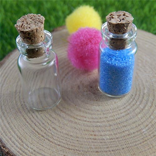 JulieWangGift 30PCS/ lot Mini Clear Glass Jars Bottles with Wood Cork Stoppers 12ml Size for DIY Crafts,Jewelry Making,Wedding Decor (1ml-30PCS-( 1' x 3/8' -H x W))