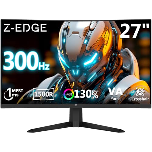 Z-Edge 27 Zoll Curved Gaming Monitor 300Hz (DP) 240Hz (HDMI) 1ms MPRT Full HD LED Monitor, 300cd/m² Helligkeit, 16:9 VA Panel, FreeSync, HDR10, HDMI 2.0 & DisplayPort 1.4, VESA Kompatibel thumbnail 1