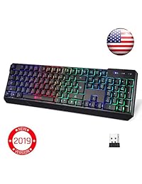 Teclado KLIM cromado para videojuegos retroiluminado silencioso   QWERTY   Alto rendimiento   Juegos iluminados por color   Nueva versión