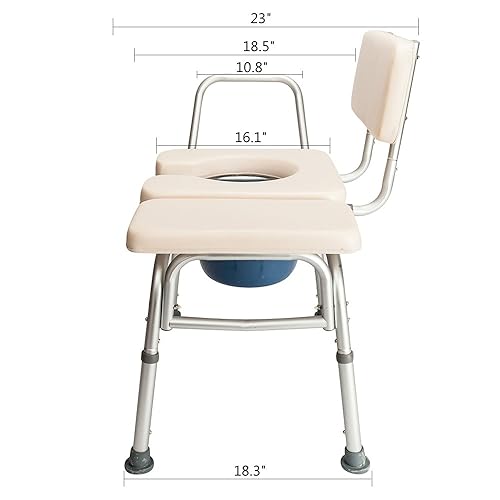 Mefeir Commode Toilet Chair Elongated Seat Heavy Duty 300 LBS