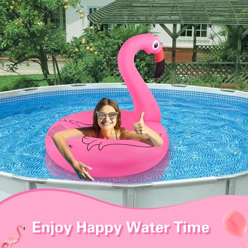 DeeprBlu Swimming Pool Floats Adult, 42" Large Pool Float, Pink Flamingo Inflatable Pools, High Load Capacity and Superior Durability, 0.35mm Thickened Inflatable Pools Adults for River